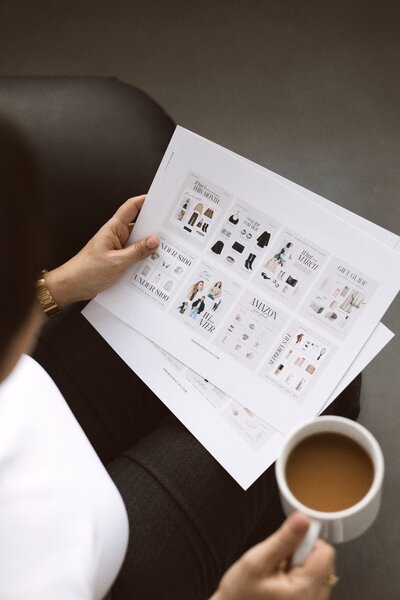 Working on branding and LTK with a cup of coffee: A creative scene capturing the essence of strategic brand development accompanied by a comforting cup of coffee.