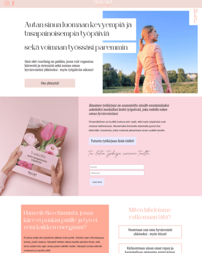 työelämänparemminvoinnin valmentajalle suunnitelani nettisivut