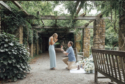 Cross Estate Gardens | Man kneeling during proposal photo | Bernardsville, Somerset County, New Jersey