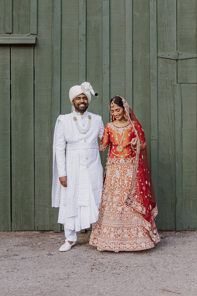 Vibrant south asian indian wedding in a chic garden setting near sunset