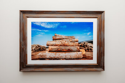 Custom wall art hanging inside of Devereaux Sawmill's offices.