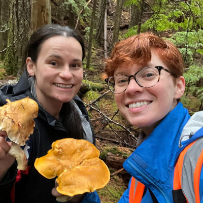 Ashley Laabs and a friend foraging for chanterelles