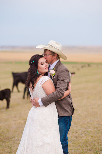 western wedding cows bride groom