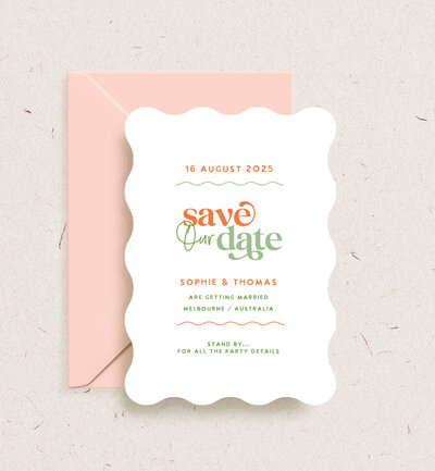 Big Love wave save the date in palm springs theme