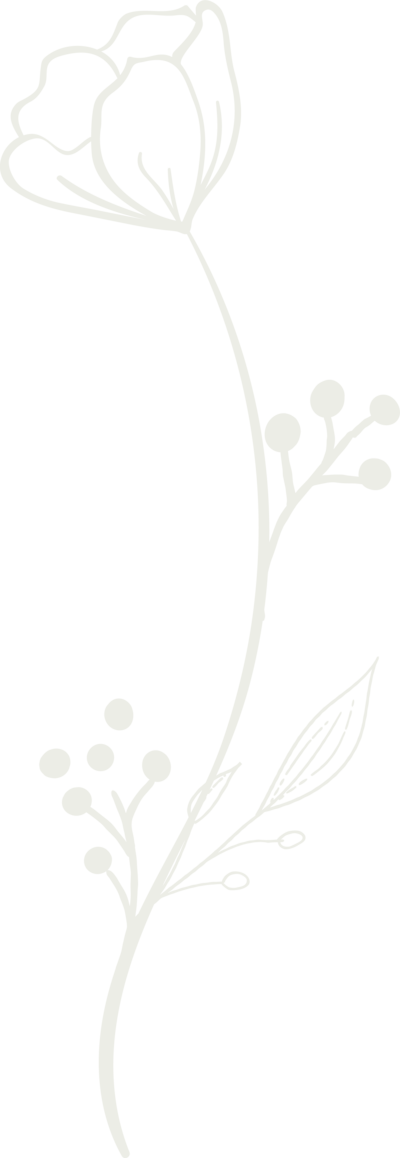 Whimsical graphic of white flowers