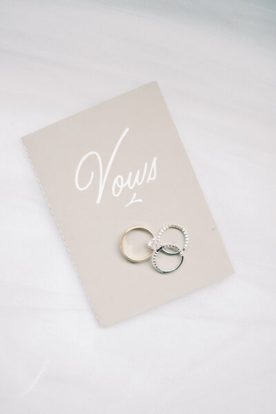 Vow book with wedding rings