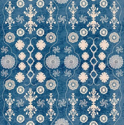 FLEURON WALLPAPER IN AZURE