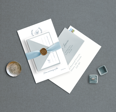 Custom wedding invitation suite in Ontario, Canada – personalized and elegant wedding stationery designs.