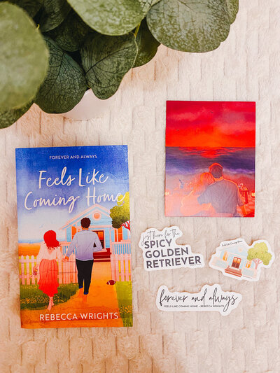 Image showing Feels Like Coming Home book, stickers, and art prints included in book purchase