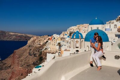 Shannon and Stefan enjoying the views of Santorini. 