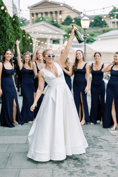 Exuberant and iconic spring wedding with baby’s breath and mirror disco balls at a National historic landmark with a modern all-glass pavilion tent | Fairmount Water Works | Philadelphia PA | Denise Marie Photography | Editorial Wedding Photographer based in Philadelphia PA