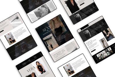Tablets showcasing various Showit website templates, created by a professional Showit website designer.