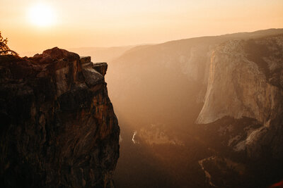 Taft Point and Yosemite Valley at sunset