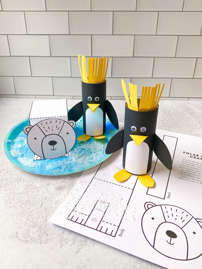 January Unwrapped penguin and polar brear craft