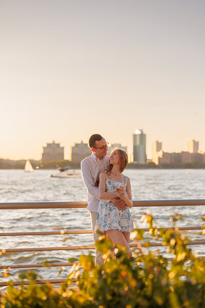 Bride and groom sunset photo