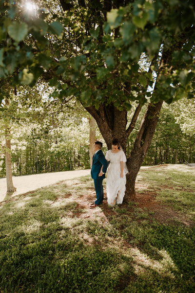 private first look at shenandoah national park elopement surrounded by trees and greenery