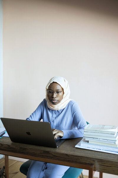 Girl working on laptop
