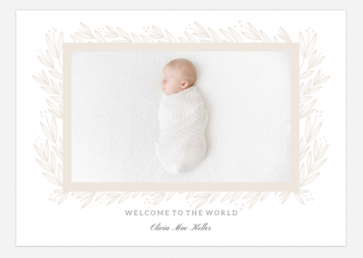 Our beautiful birth announcements come with our baby plan membership!