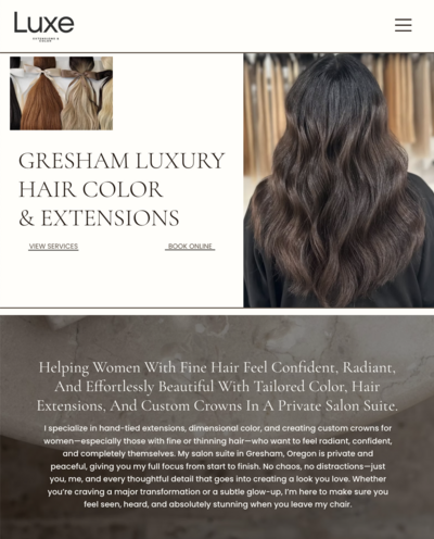 Website design for Utah hairstylist 