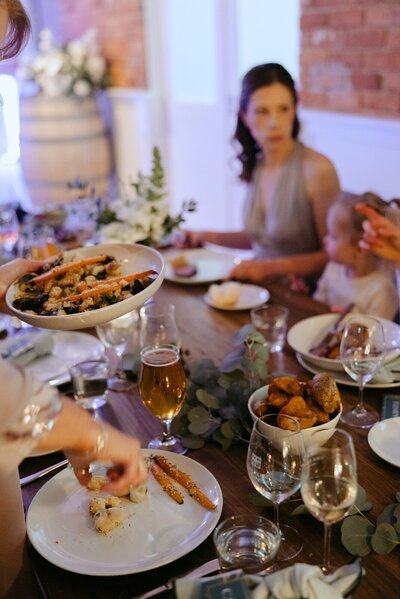 Rustic elopement reception dinner 
