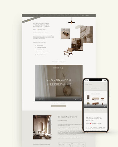Showit klantenpagina voor interieurontwerper