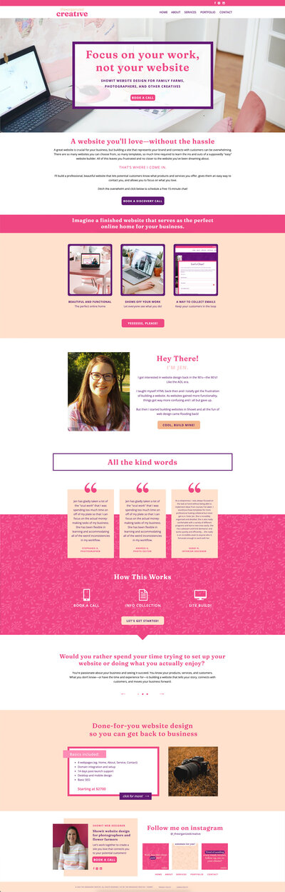 A photo showing the website of The Organized Creative