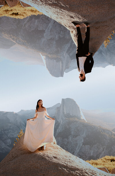 Shenandoah elopement at sunset showing a couple on top of a mountain after getting married. Photography by Rock & Wander Photo Co.