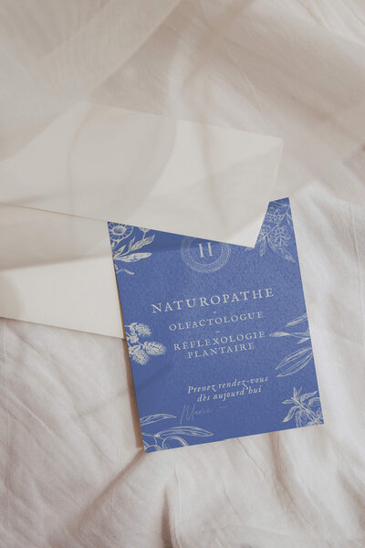 Off white business cards for a naturopath and artisan soap maker