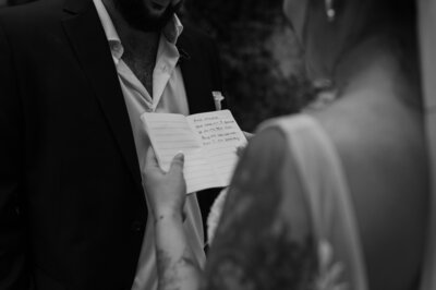 Bride reading vows at Nevada wedding