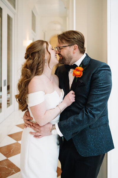 Bride and Groom seeing their reception for the first time - photographed by Detroit wedding photographer Jane Victoria