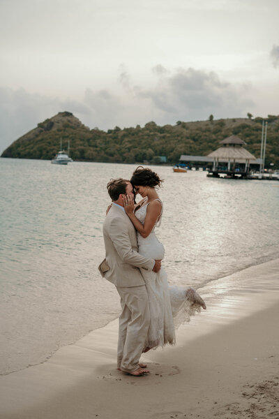St. Lucia Beach Elopement in front of Mountains