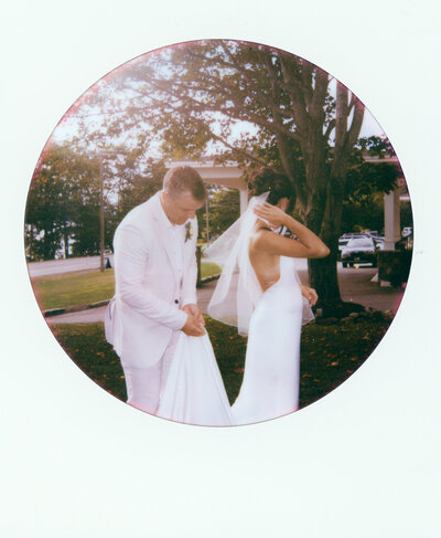 Sunset film photo in San Diego during a wedding reception