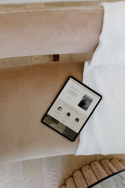 ipad screen showing a website template design