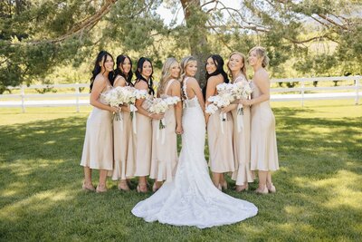 Bridal Party with Bouquets - Mikayla & Mario | Harmony Meadows Wedding - Lake Chelan Wedding