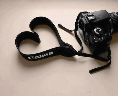 Canon camera with heart strap