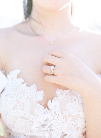 Bride details, ring and Galia Lahav dress
