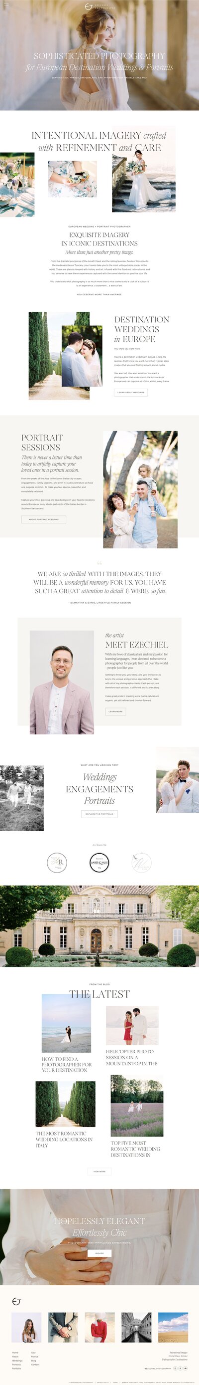 Showit Template Customization for Ezechiel Photography, a wedding photographer in Switzerland