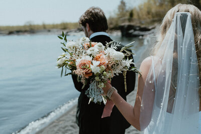 Anna + Drew Black Beach and Palisade Head Elopement Two Harbors, Minnesota_-19