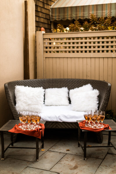 wedding furniture cocktail hour champagne rose