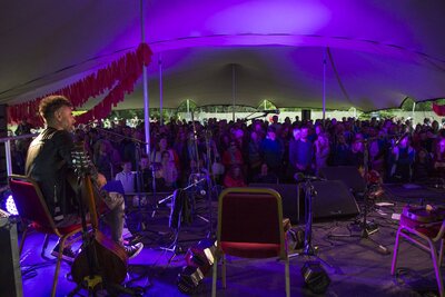 Stage with crowd at Irish Traditional Festival Feile Nasc