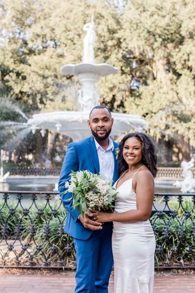Rebecca + Jermaine -  Elopement in Forsyth Park, Savannah - The Savannah Elopement Package, Flowers by Ivory and Beau