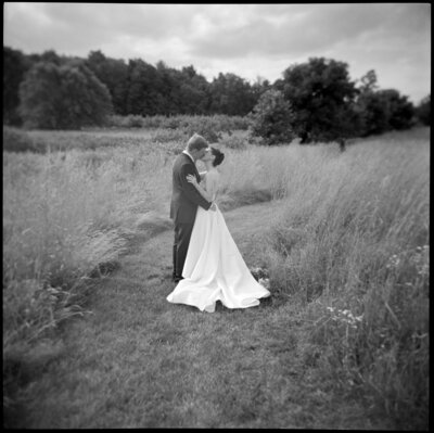 Massachusetts backyard wedding photographed on film photography
