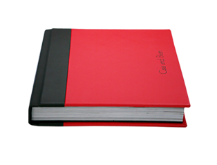 Duo tone black and red iconic wedding day album