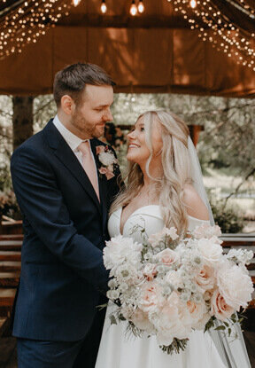 Hackness Grange bride and groom sharing romantic hug
