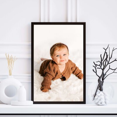 framed baby photo of baby girl  smiling captured by Springfield MO baby milestone photographer Jessica Kennedy of The Xo Photography