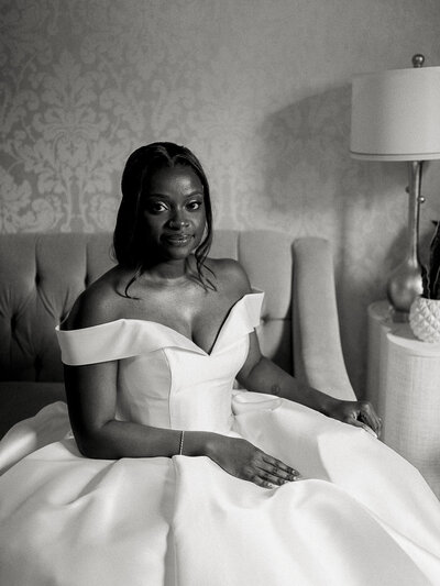 black and white bride get ready