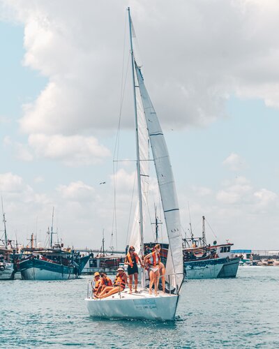 Group travelers sailing together