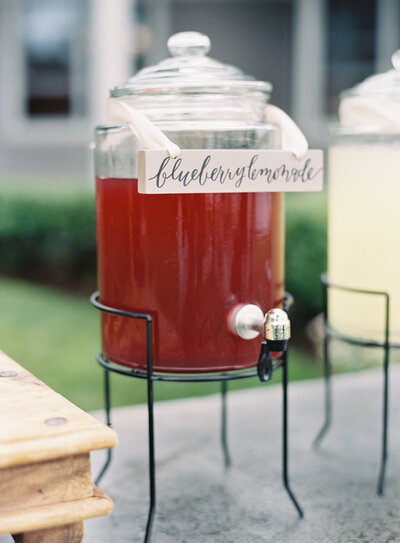 Wooden beverage display sign for blueberry lemonade