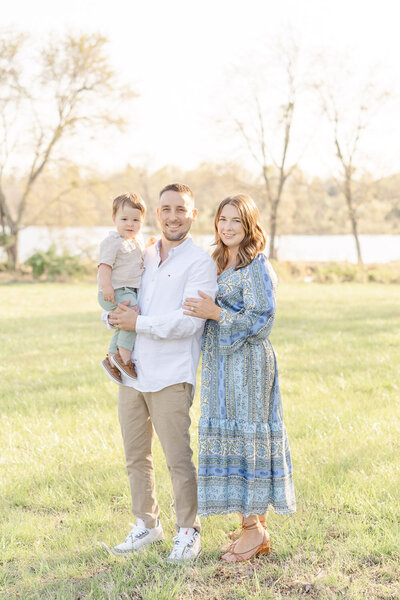 family of 3 during a spring mini session in Fairfax, Virginia