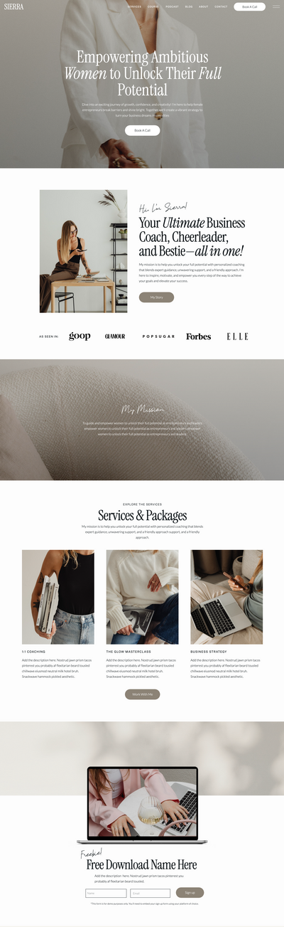 A screenshot of a Cotswold Designs Showit Website Template